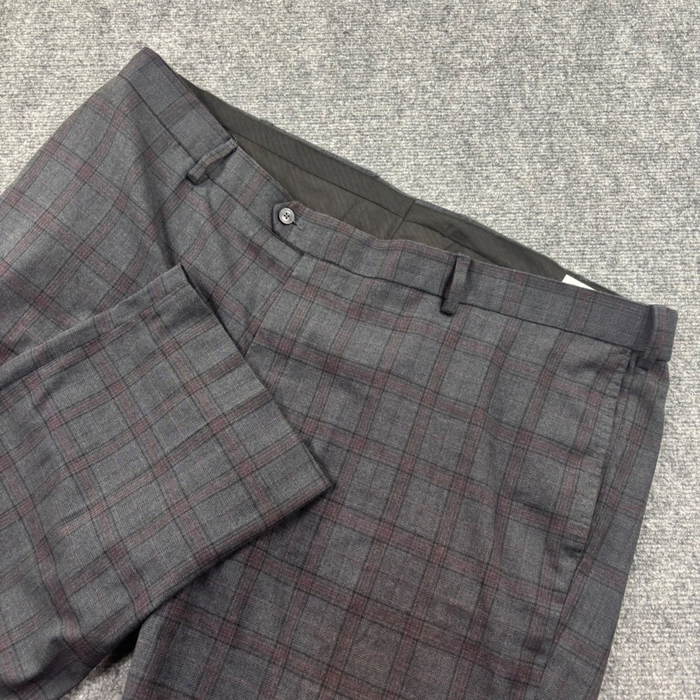 Oak Hill Dress Pants 46W x 24L Gray Plaid Perfect Fit Stretch‎ Altered Men's